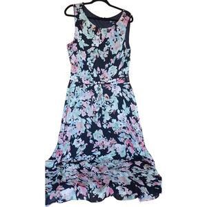 Be by Chetta B Black Maxi Dress Women's 14 Lined Abstract Design Fairy